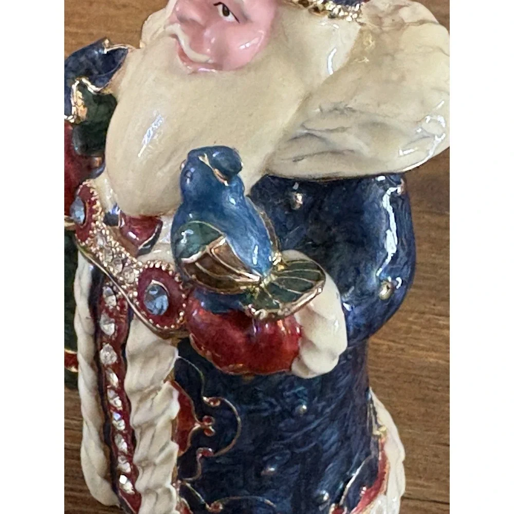 Santa Clause Trinket Box‎ Enamel With Swarovski Crystals Multicolor Jeweled